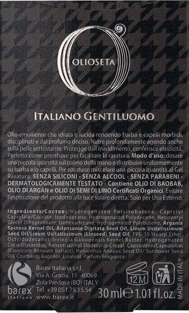 OLIOSETA Italiano Gentiluomo Care oil for beard and hair Barex Italiana